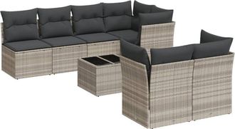 vidaXL Vidaxl - Set De Sof&aacute;s De Jard&iacute;n 8 Pzas Y Cojines Rat&aacute;n Sint&eacute;tico Gris