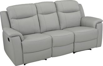 Vente-Unique Sof&aacute; 3 plazas relax EVASION de piel - Gris claro