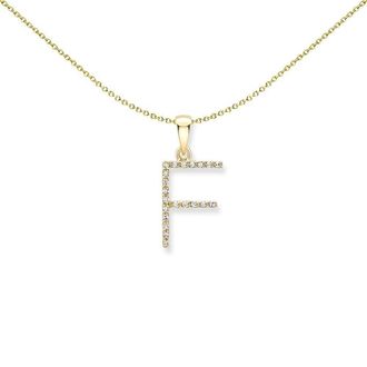 Jewelco London 18ct Gold Diamond Initial Charm Pendant Letter F - INNR0213-F