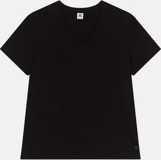 Petit Bateau T-shirt met V-hals in effen katoen, Le Droit