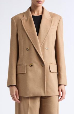 Max Mara Olimpia Double Breasted Wool Blazer in Camel at Nordstrom, Size 12