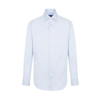 Emporio Armani Poplin Semi-French Collar Overhemd - Heren - Zakelijke Overhemden - Blauw - 4XL - Katoen - Overhemden