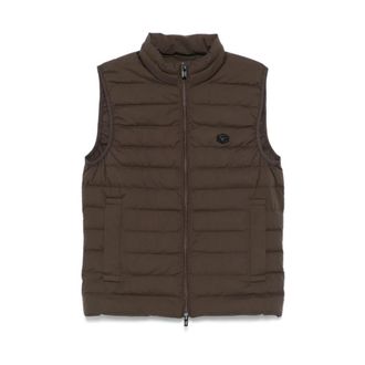 Emporio Armani Sleeveless Full-Zip Gewatteerd Donsvest - Heren - Bodywarmers - Bruin - XL - Leer - Jassen