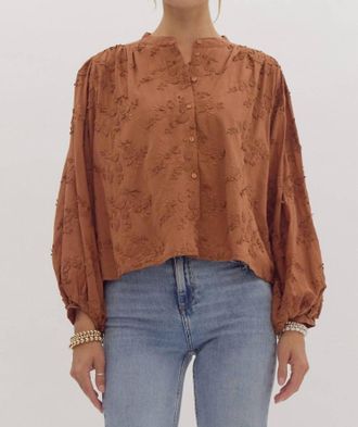 Entro Dolman Sleeve Oversized Crop Top In Brown