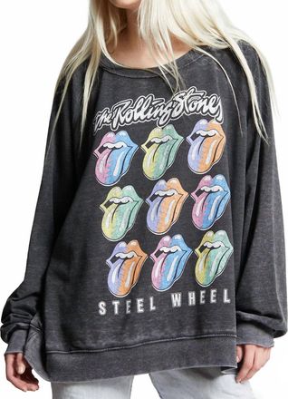 Recycled Karma Rolling Stones Steel Wheels Sweatshirt In Black