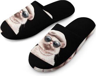 Generic Fashion Cat Cotton Slippers for Men Memory Foam House Slippers Soft Anti-skid Sole Indoor Outdoor Shoes