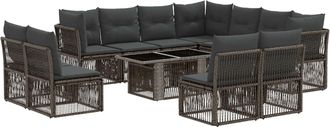 vidaXL Conjunto De Sof&aacute;s De Jard&iacute;n 12 Uds. Gris Rat&aacute;n Sint&eacute;tico Vidaxl