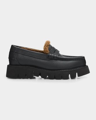 Pedro Garcia Sebas Shearling-Lined Leather Loafers