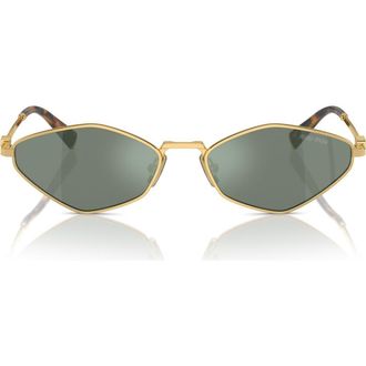 Miu Miu 56mm Irregular Sunglasses in Gold /Green Mirror /Silver at Nordstrom