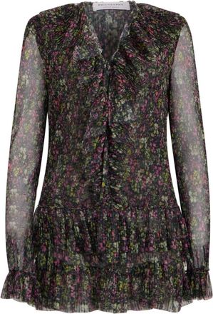 Philosophy di Lorenzo Serafini Transparante Blouse met Lange Mouwen - Dames - Blouses - Zwart - S - Polyester - Overhemden