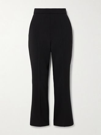 Max Mara Pantaloni Cropped Slim-fit In Crêpe Di Misto Lana - Nero