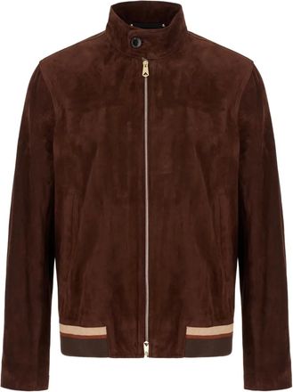 Paul Smith Bomber in pelle scamosciata con zip - Marrone
