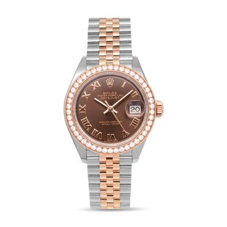 Rolex Pre-owned Rolex Datejust Automatic Chronometer Diamond Brown Dial Ladies Watch 279381RBR