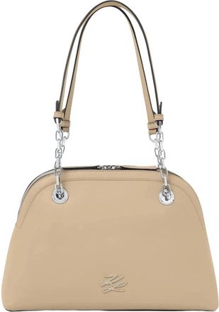 Karl Lagerfeld Villa La Vigie Schoudertas - Dames - Schoudertassen - Beige - ONE Size - Leer - Tassen