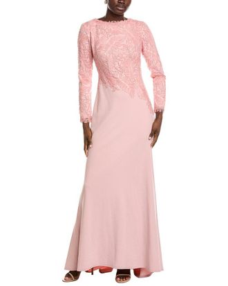 Tadashi Shoji Caliste Embroidered Crepe Gown