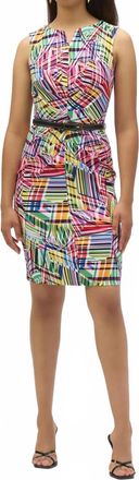 Joseph Ribkoff Abstract Print Boat Neck Sheath Dress In Black/multi