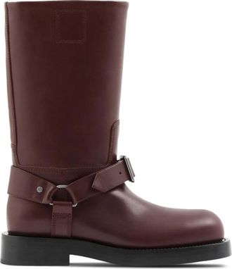 Burberry Saddle Buckled Leather Boots, Brand Size 36.5 (US Size 6.5)