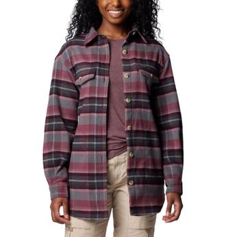 Columbia Calico Basin Shirt Jacket Womens Multi Plaid Pockets Button Up JAX779