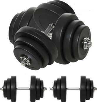 HOMCOM Juego De Mancuernas Pesas De Fitness 40kg Ajustable Profesionales Barra Acero