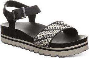 Bearpaw Orion Faux Leather Platform Sandal in Black/White at Nordstrom Rack, Size 11