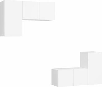 vidaXL Set De Muebles De Sal&oacute;n Tv 4 Piezas Madera De Ingenier&iacute;a Blanco Vidaxl