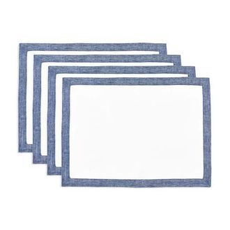 Solino Home Linen Placemats - Classic, 14 x 19 in Chambray Indigo And White at Nordstrom, Size Medium