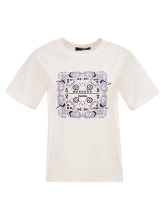 Max Mara Weekend Maxmara Wkdwest Cotton T Shirt With Print And Embroidery