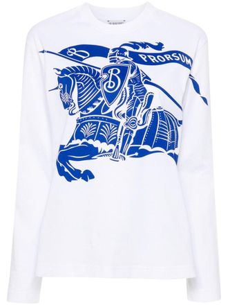 Burberry Equestrian Knight-motif cotton T-shirt - women - Cotton - S - White