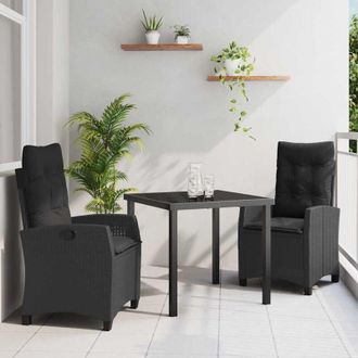 vidaXL Vidaxl - Conjunto De Comedor De Jard&iacute;n 3 Pcs Negro Rat&aacute;n Sint&eacute;tico