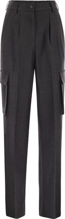 Herno Womens Cargo Trousers In Wool And Viscose Blend - Dark Grey - Size EU 34 (Womens)