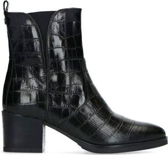 No Stress leren enkellaarzen crocoprint zwart