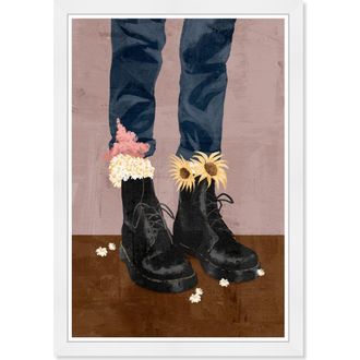 Wynwood Studio WYNWOOD Nature Boots Framed Wall Art in Blue at Nordstrom Rack