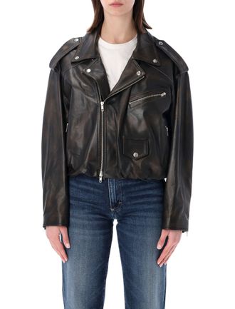 s.w.o.r.d Elastic Hem Leather Bomber Jacket