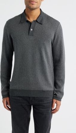 Rails Herrington Herringbone Polo Sweater in Charcoal Herringbone Melange at Nordstrom Rack, Size Xx-Large
