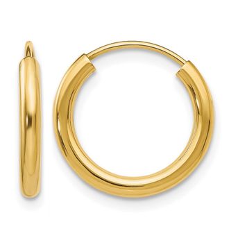 Diamond2Deal 14k Gold Polished Round Endless 2mm Hoop Earrings