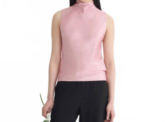 Nanushka Colson Slip Satin Turtleneck Top In Pink