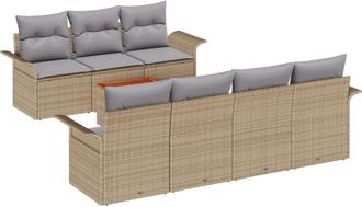 vidaXL Garden Sofa Set 8 pcs Beige Poly rattan Vidaxl