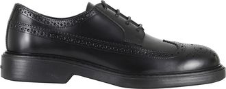 Hogan Derby H704 Perforaties - Heren - Veterschoenen - Zwart - 42 1/2 EU - Leer - Schoenen