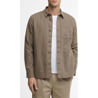 Barbour Washed Button-Up Overshirt in Smokey Olive at Nordstrom, Size Xxx-Large