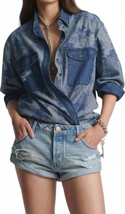 One Teaspoon Bandits Low Waist Messed Up Denim Shorts In Salty Dog Blue