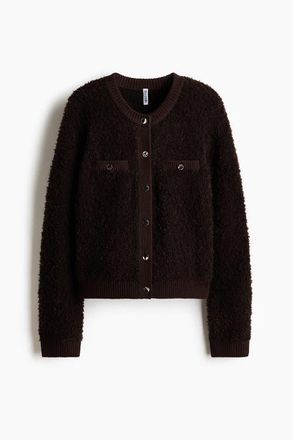 H&M Boucl&eacute;-knit Cardigan in Dark Brown at Nordstrom, Size Xx-Large