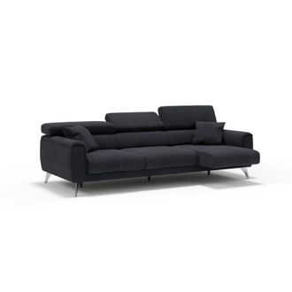 Divani.Store Divani.store - Caravaggio Sof&aacute; De 3 Plazas Extensibles Con Reposacabezas Ajustables En Tejido Impermeable 244 Cm Negro