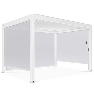 Oviala P&eacute;rgola bioclim&aacute;tica autoportante de 3 x 4 m con 3 toldos blancos