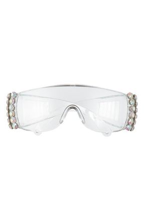 Rad + Refined Crystal Embellished Shield Safety Glasses in Silver/Clear at Nordstrom
