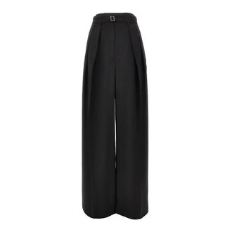 Sportmax Dames, Broeken, Zwart, Maat: S Wol