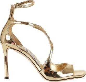 Jimmy Choo London Azia 95 Gold Metallic Leather Stiletto Sandals