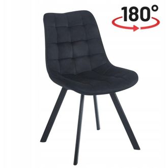 OEM Silla Giratoria 180&deg; Terciopelo Negro Con Funci&oacute;n De Retorno Modern Furnitex