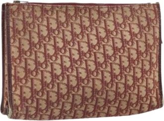 Dior Pre-owned Clutches, female, Red, Size: ONE SIZE Pre-owned Trotter Canvas Clutch Bag