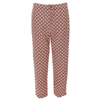 Marni Silk Geometric Print Elastic Waist Cropped Pants