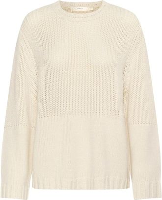 Inwear Oversized Gebreide Trui met Patroon - Dames - Ronde hals truien - Beige - M - Wol - Truien & Vesten